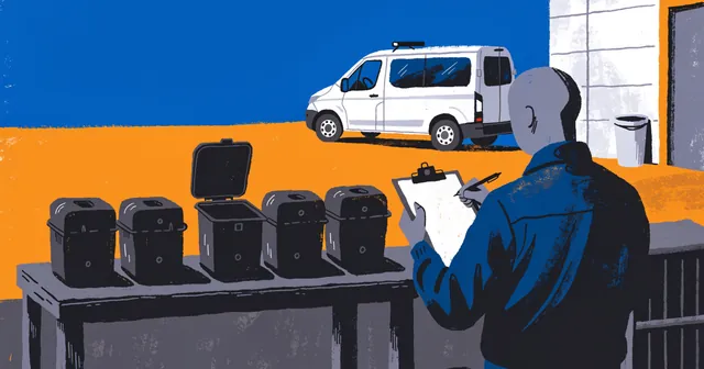 Abschluss der Maßnahme: Techniker zählt Köderstationen auf der Werkbank im Betriebshof